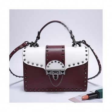 Valentino 2019  Leather Tote Shoudler Cross Bag,24CM - 발렌티노 2019 레더 토트 숄더 크로스백,VTB0576,24CM,와인+화이트