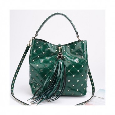 Valentino 2019  Leather Tassel Tote Shoudler Cross Bag,23CM - 발렌티노 2019 레더 태슬 토트 숄더 크로스백,VTB0566,23CM,그린