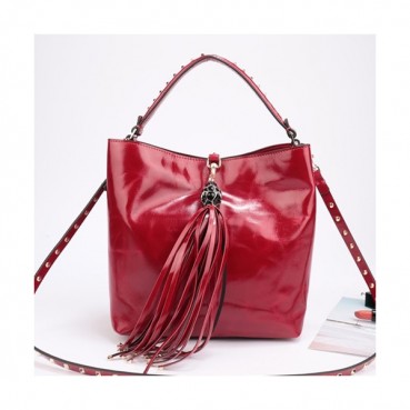 Valentino 2019  Leather Tassel Tote Shoudler Cross Bag,23CM - 발렌티노 2019 레더 태슬 토트 숄더 크로스백,VTB0565,23CM,레드