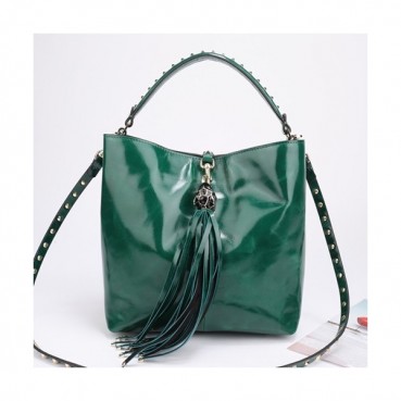 Valentino 2019  Leather Tassel Tote Shoudler Cross Bag,23CM - 발렌티노 2019 레더 태슬 토트 숄더 크로스백,VTB0564,23CM,그린