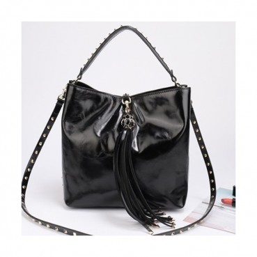 Valentino 2019  Leather Tassel Tote Shoudler Cross Bag,23CM - 발렌티노 2019 레더 태슬 토트 숄더 크로스백,VTB0563,23CM,블랙