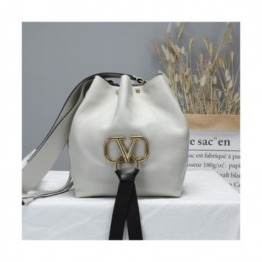 Valentino 2019 V-ring Leather Bucket Tote Shoudler Bag,22CM 