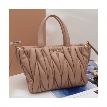 MiuMiu 2019 Matelasse Tote Shoulder Bag,27cm - 미우미우 2019 마틀라세 토트 숄더백,5BG062, MIUB0350 , 27cm,베이지핑크