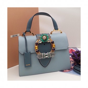 MiuMiu 2019 Lady Crystal Tote Shoulder  Bag,28cm - 미우미우 2019 레이디 크리스탈 토트 숄더백,5BH1108, MIUB0337 , 28cm,연블루