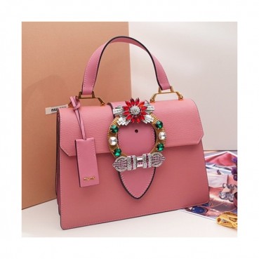 MiuMiu 2019 Lady Crystal Tote Shoulder  Bag,28cm - 미우미우 2019 레이디 크리스탈 토트 숄더백,5BH1108, MIUB0335 , 28cm,핑크