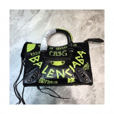 Balenciaga 2019 Graffiti Classic City Leather Medium Tote Shoulder Bag,30CM - 발렌시아가 2019 그래피티 클래식 시티 레더 미듐 토트 숄더백,BGB0324,30CM,블랙