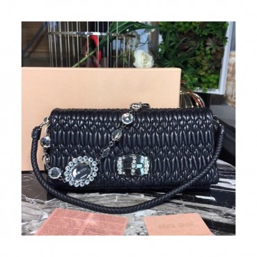 MiuMiu 2019 Matelasse Crystal Tote Shoulder Cross Bag,28cm - 미우미우 2019 마틀라세 크리스탈 토트 숄더 크로스백,5BD233, MIUB0313 , 28cm,블랙