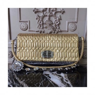 MiuMiu 2019 Matelasse Crystal Tote Shoulder Cross Bag,28cm - 미우미우 2019 마틀라세 크리스탈 토트 숄더 크로스백,5BD233, MIUB0311 , 28cm,옐로우골드