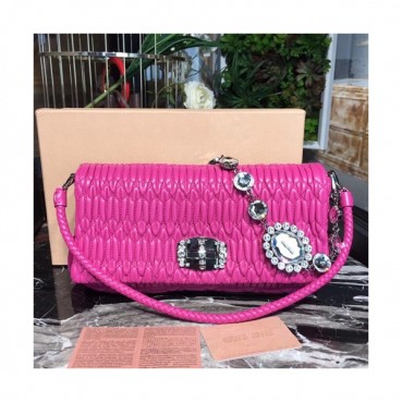 MiuMiu 2019 Matelasse Crystal Tote Shoulder Cross Bag,28cm - 미우미우 2019 마틀라세 크리스탈 토트 숄더 크로스백,5BD233, MIUB0310 , 28cm,핫핑크