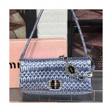 MiuMiu 2019 Matelasse Crystal Tote Shoulder Cross Bag,28cm - 미우미우 2019 마틀라세 크리스탈 토트 숄더 크로스백,5BD233, MIUB0304 , 28cm,연블루