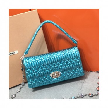 MiuMiu 2019 Matelasse Crystal Tote Shoulder Cross Bag,23.5cm - 미우미우 2019 마틀라세 크리스탈 토트 숄더 크로스백,5BD417 , MIUB0298, 23.5cm,블루