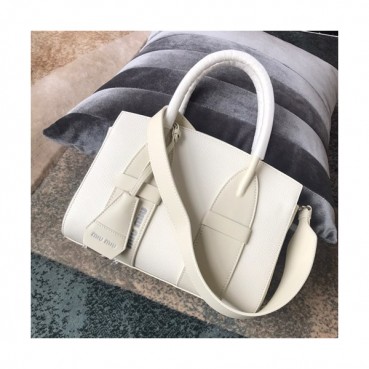 MiuMiu 2019 Tote Shoulder Bag,28cm - 미우미우 2019 토트 숄더백,5BA101, MIUB0283, 28cm,화이트