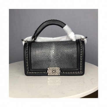 Chanel Leboy Leather Chain Tote Shoulder Bag ,20CM - 샤넬 르보이 레더 체인 토트 숄더백 CHAB0782,20CM,블랙