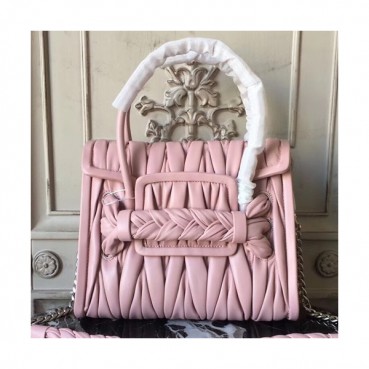 MiuMiu 2019 Matelasse Tote Shoulder Bag,26cm - 미우미우 2019 마틀라세 토트 숄더백,5BA045, MIUB0256, 26cm,핑크