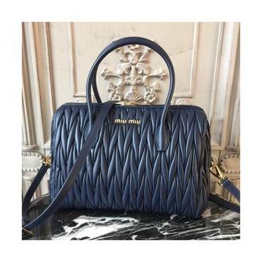MiuMiu 2019 Matelasse Top Handle Tote Shoulder Bag,28.5cm - 미우미우 2019 마틀라세 탑 핸들 토트 숄더백,5BB033 , MIUB0157, 28.5cm,네이비
