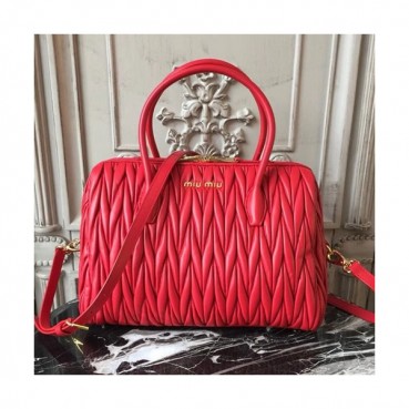 MiuMiu 2019 Matelasse Top Handle Tote Shoulder Bag,28.5cm - 미우미우 2019 마틀라세 탑 핸들 토트 숄더백,5BB033, MIUB0156 , 28.5cm,레드