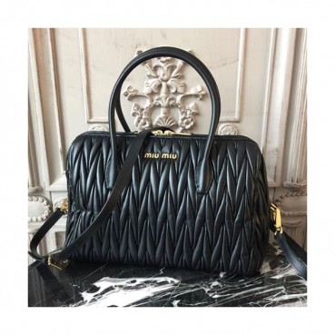 MiuMiu 2019 Matelasse Top Handle Tote Shoulder Bag,28.5cm - 미우미우 2019 마틀라세 탑 핸들 토트 숄더백,5BB033, MIUB0154 , 28.5cm,블랙