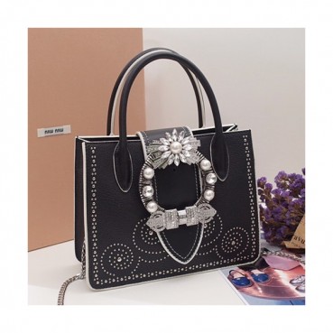 MiuMiu 2019 Lady Tote Shoulder  Bag,25cm - 미우미우 2019 레이디 토트 숄더백,5BA043, MIUB0123 , 25cm,블랙