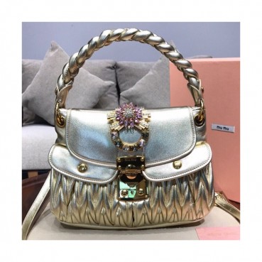 MiuMiu 2019 Matelasse Coffer Large Tote Shoulder Cross Bag,32cm - 미우미우 2019 마틀라세 코퍼 라지 토트 숄더 크로스백,5BC041, MIUB0099 , 32cm,옐로우골드