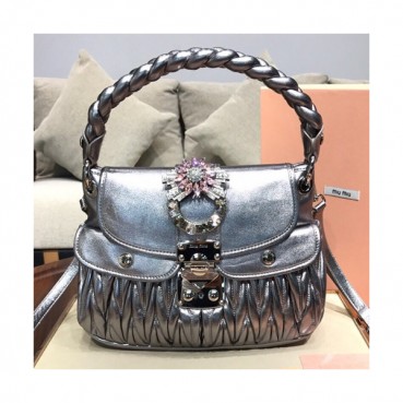 MiuMiu 2019 Matelasse Coffer Large Tote Shoulder Cross Bag,32cm - 미우미우 2019 마틀라세 코퍼 라지 토트 숄더 크로스백,5BC041 , MIUB0098, 32cm,실버