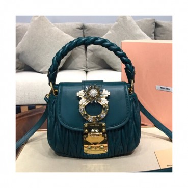 MiuMiu 2019 Matelasse Coffer Tote Shoulder Cross Bag,24cm - 미우미우 2019 마틀라세 코퍼 토트 숄더 크로스백,5BH111, MIUB0095 , 24cm,블루