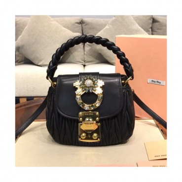 MiuMiu 2019 Matelasse Coffer Tote Shoulder Cross Bag,24cm - 미우미우 2019 마틀라세 코퍼 토트 숄더 크로스백,5BH111, MIUB0094 , 24cm,블랙
