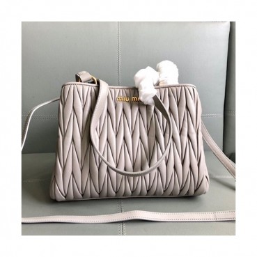 MiuMiu 2019 Matelasse Tote Shoulder Cross Bag,27cm - 미우미우 2019 마틀라세 토트 숄더 크로스백,5BG103, MIUB0067 , 27cm,그레이