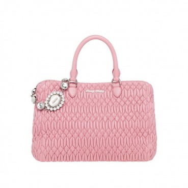 MiuMiu 2019 Matelasse Crystal Tote Shoulder Bag,28cm - 미우미우 2019 마틀라세 크리스탈 토트 숄더백,5BA958, MIUB0048 , 28cm,연핑크