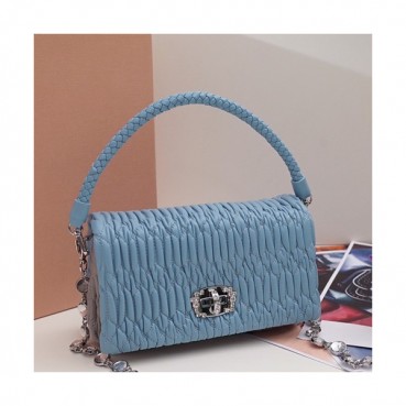 MiuMiu 2019 Matelasse Crystal Tote Shoulder Cross Bag,21cm - 미우미우 2019 마틀라세 크리스탈 토트 숄더 크로스백,5BH012 , MIUB0035, 21cm,스카이블루