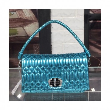 MiuMiu 2019 Matelasse Crystal Tote Shoulder Cross Bag,21cm - 미우미우 2019 마틀라세 크리스탈 토트 숄더 크로스백,5BH012 , MIUB0026, 21cm,블루