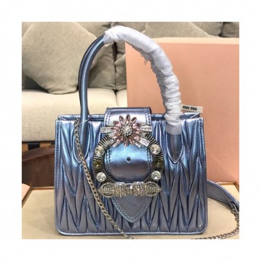MiuMiu 2019 Lady Tote Shoulder Cross Bag,23cm - 미우미우 2019 레이디 토트 숄더 크로스백,5BA081 , MIUB0023, 23cm,블루