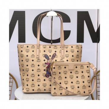 MCM Visetos Tote Shoulder Shopper Bag,30cm - 엠씨엠 여성용 비세토스 토트 숄더 쇼퍼백 MCMB0244, 30cm,베이지