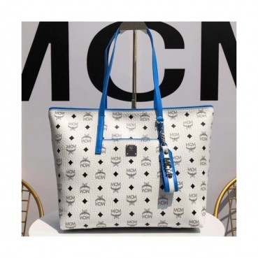 MCM Anya Visetos Tote Shoulder Shopper Bag,30cm - 엠씨엠 여성용 Anya 비세토스 토트 숄더 쇼퍼백 MCMB0238, 30cm,화이트
