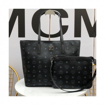 MCM Anya Visetos Tote Shoulder Shopper Bag,35cm - 엠씨엠 여성용 Anya 비세토스 토트 숄더 쇼퍼백 MCMB0236, 35cm,블랙