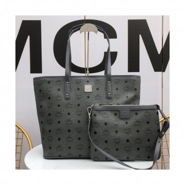 MCM Anya Visetos Tote Shoulder Shopper Bag,35cm - 엠씨엠 여성용 Anya 비세토스 토트 숄더 쇼퍼백 MCMB0235, 35cm,그레이