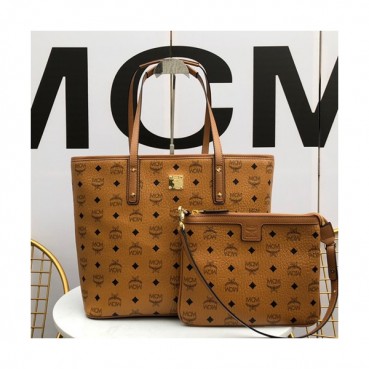 MCM Anya Visetos Tote Shoulder Shopper Bag,35cm - 엠씨엠 여성용 Anya 비세토스 토트 숄더 쇼퍼백 MCMB0231, 35cm,브라운