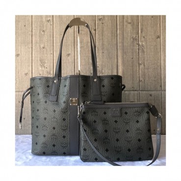 MCM Visetos Tote Shoulder Shopper Bag,33cm - 엠씨엠 여성용 비세토스 토트 숄더 쇼퍼백 MCMB0230, 33cm,그레이