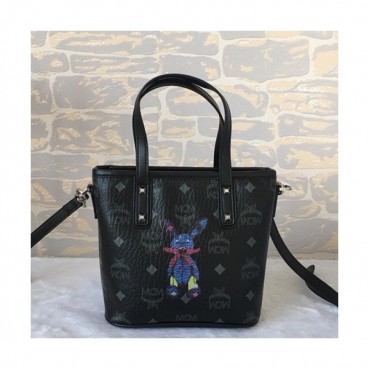MCM Patricia Visetos Mini Tote Shoulder Shopper Bag,22cm - 엠씨엠 여성용 패트리샤 비세토스 미니 토트 숄더 쇼퍼백 MCMB0225, 22cm,블랙