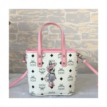MCM Patricia Visetos Mini Tote Shoulder Shopper Bag,22cm - 엠씨엠 여성용 패트리샤 비세토스 미니 토트 숄더 쇼퍼백 MCMB0224, 22cm,화이트