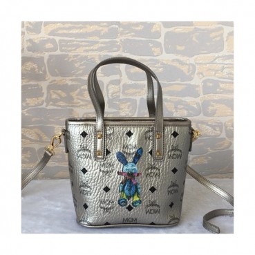 MCM Patricia Visetos Mini Tote Shoulder Shopper Bag,22cm - 엠씨엠 여성용 패트리샤 비세토스 미니 토트 숄더 쇼퍼백 MCMB0220, 22cm,실버