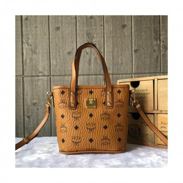 MCM Anya Visetos Mini Tote Shoulder Shopper Bag,18.5cm - 엠씨엠 여성용 Anya 비세토스 미니 토트 숄더 쇼퍼백 MCMB0215, 18.5cm,브라운