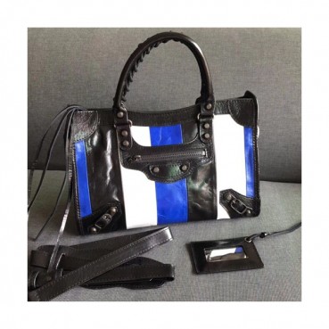 Balenciaga 2019 Bazar City Leather Tote Shoulder Bag,30CM - 발렌시아가 2019 바자르 시티 레더 토트 숄더백,BGB0311,30CM,블랙+블루