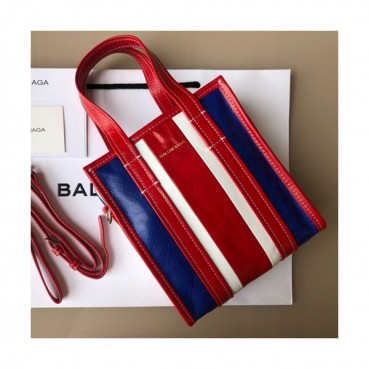Balenciaga 2019 Bazar Leather Tote Shoulder Shopper Bag,20CM - 발렌시아가 2019 바자르 레더 남여공용 토트 숄더 쇼퍼백,BGB0283,20CM,레드+블루