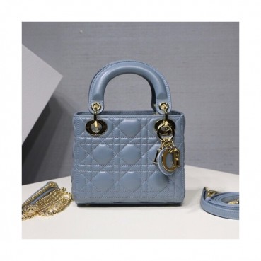 Dior 2019 Lady Dior Tote Shoulder Bag,17CM - 디올 2019 레이디 디올 토트 숄더백 DIOB0243,17CM,스카이블루(금장)