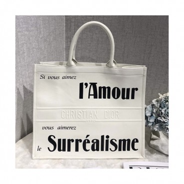 Dior 2019 Women Leather Book Tote Shopper Bag ,42CM - 디올 2019 여성용 레더 북 토트 쇼퍼백  DIOB0226,42CM,화이트