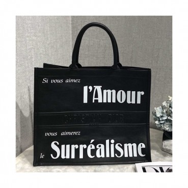 Dior 2019 Women Leather Book Tote Shopper Bag ,42CM - 디올 2019 여성용 레더 북 토트 쇼퍼백  DIOB0225,42CM,블랙
