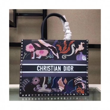 Dior 2019 Women Leather Book Tote Shopper Bag ,41.5CM - 디올 2019 여성용 레더 북 토트 쇼퍼백  DIOB0221,41.5CM,블랙