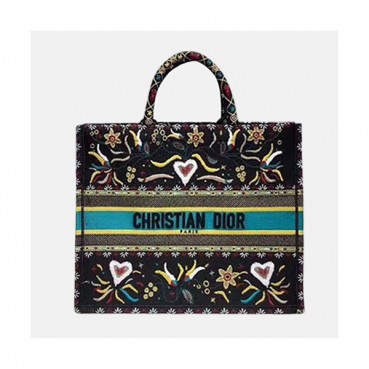 Dior 2019 Women Canvas Book Tote Shopper Bag ,41.5CM - 디올 2019 여성용 캔버스 북 토트 쇼퍼백  DIOB0219,41.5CM,블랙