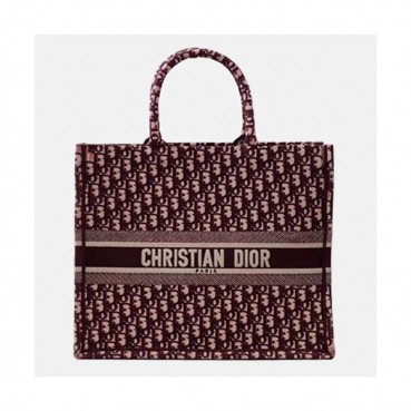 Dior 2019 Women Canvas Book Tote Shopper Bag ,41CM - 디올 2019 여성용 캔버스 북 토트 쇼퍼백  DIOB0215,41CM,레드 