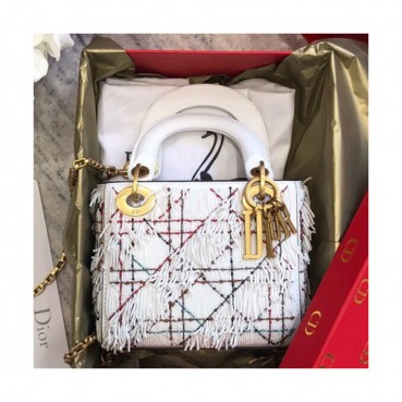 [매장판]Dior 2019 Lady Dior Mini Tote Shoulder Bag,17CM - 디올 2019 레이디 디올 미니 토트 숄더백 DIOB0184,17CM,화이트(금장)